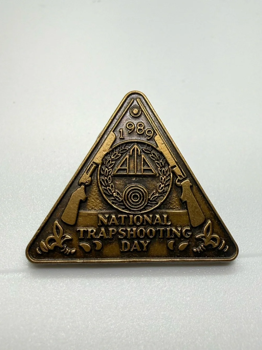 Vintage 1989 ATA National Trapshooting Day Bronze Tone Pin